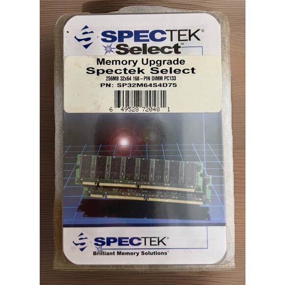 SpecTek Select 256MB 168-Pin PC133 SDRAM DIMM Desktop Memory SP32M64S4D75 - Picture 1 of 3
